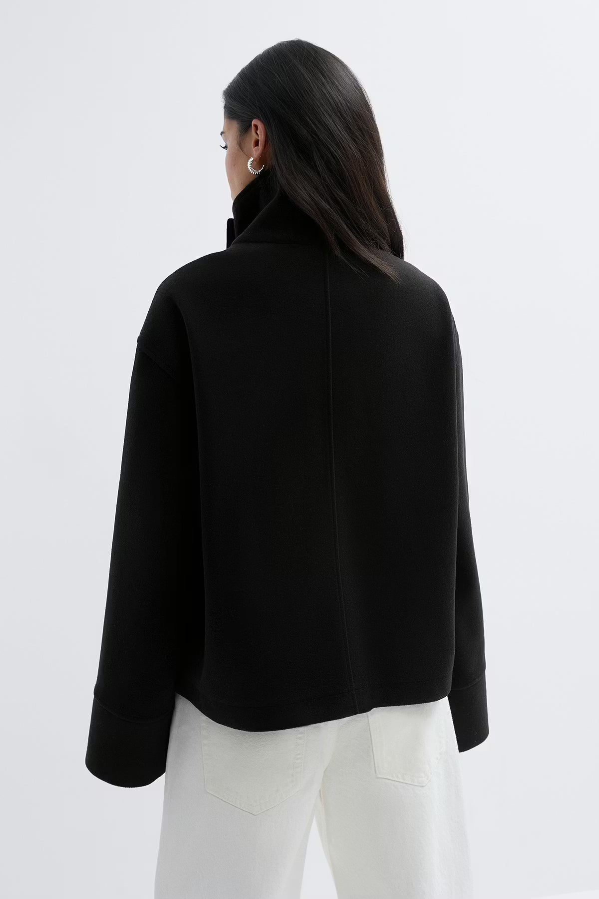High Neck Short Felt Jacket