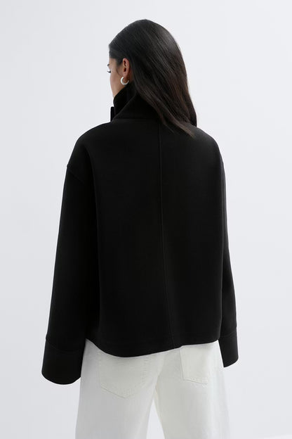 High Neck Short Felt Jacket