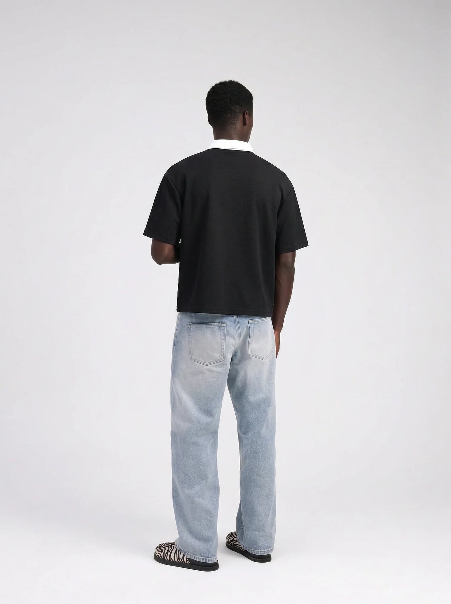 Black & White Boxy Polo Tee