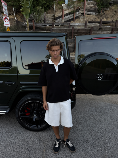 Black & White Boxy Polo Tee