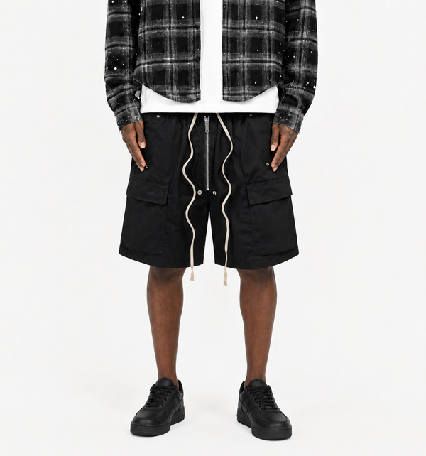Double Zipper Tech Shorts Black