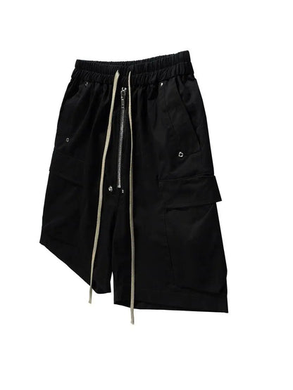Double Zipper Tech Shorts Black