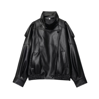 Noireve - Leather Collar Jacket