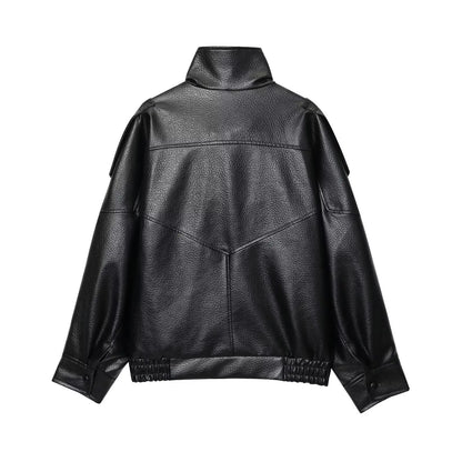 Noireve - Leather Collar Jacket